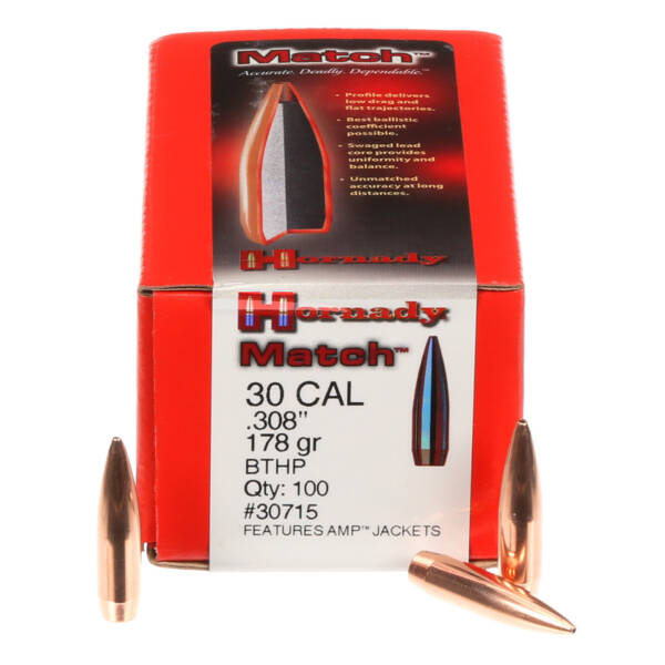 HORNADY 30CAL 178GR BTHP MATCH BULLET