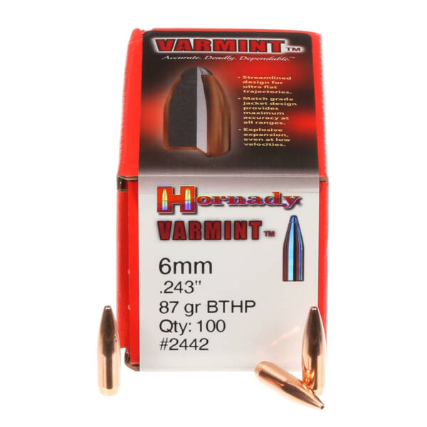 HORNADY 6MM .243 87GR BTHP