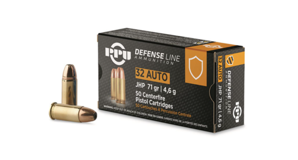 PPU 32AUTO JHP 71GR PISTOL AMMUNITION