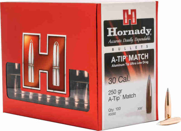 HORNADY 30CAL 250GR A-TIP MATCH 100CT