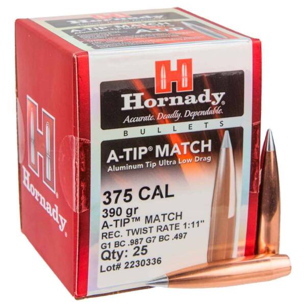 HORNADY 375CAL 390GR A-TIP MATCH 25CT