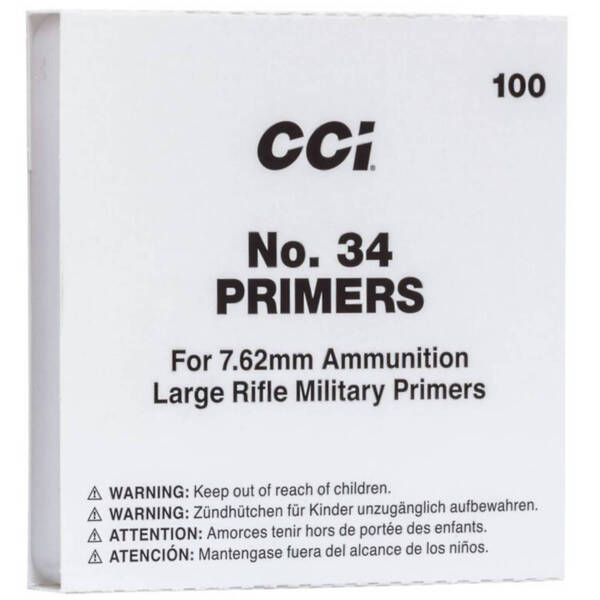 CCI NO.34 PRIMERS 7.62MM 100PC