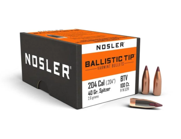 NOSLER 204CAL 40GR SPITZER 100CT BT