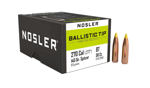 NOSLER 270CAL 140GR BLSTC TIP