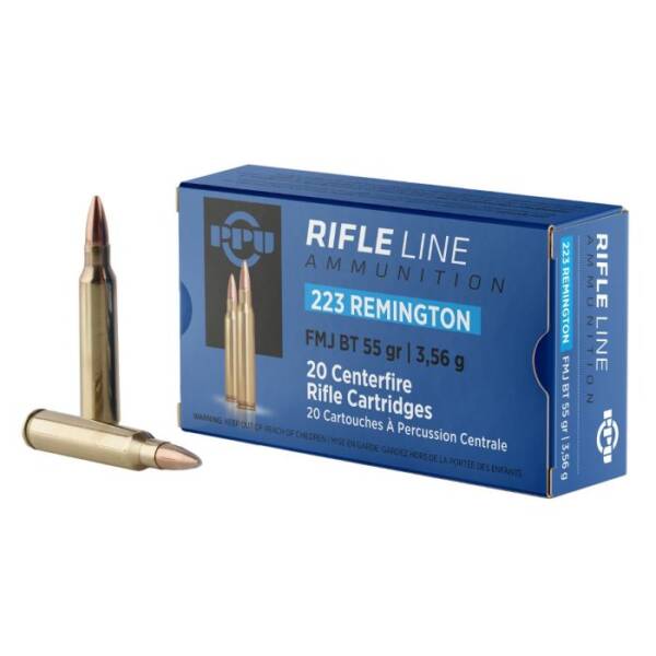 PPU 223REM 55GR FMJ BT AMMO