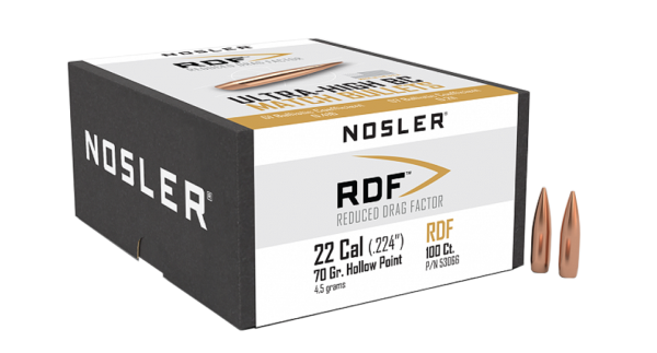 NOSLER 22CAL 70GR RDF HPBT BULLET 100CT