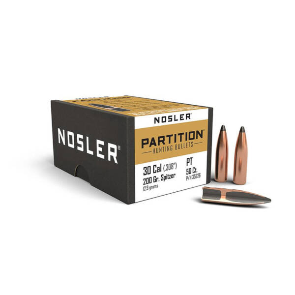 NOSLER 30CAL 200GR PARTITION SPITZER BULLETS #35626