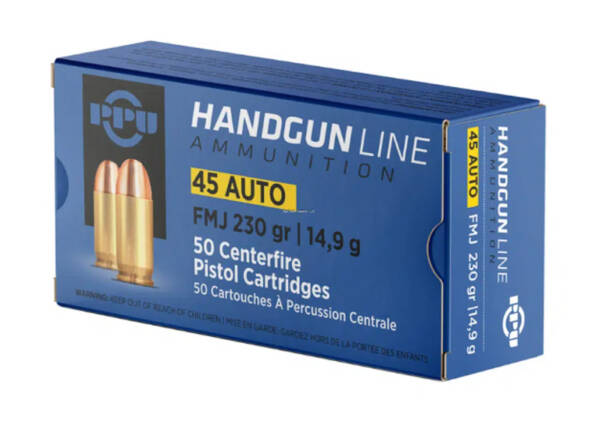 PPU 45AUTO FMJ 230GR PISTOL AMMO
