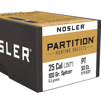 NOSLER 25CAL 100GR SPITZER 50CT