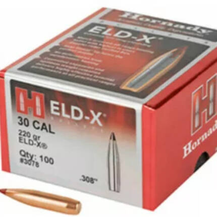HORNADY 30CAL 220GR ELD-X 100CT 3078