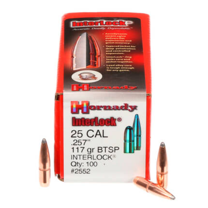 HORNADY 25CAL 117GR INTERLOCK BTSP 100CT 2552