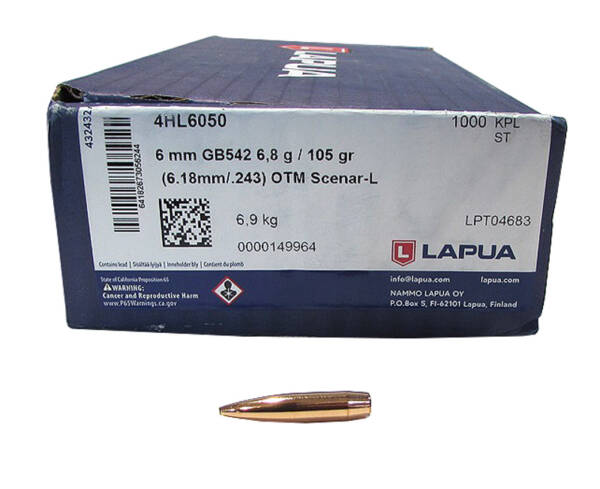 LAPUA 6MM 105GR SCENAR-L 1000CT