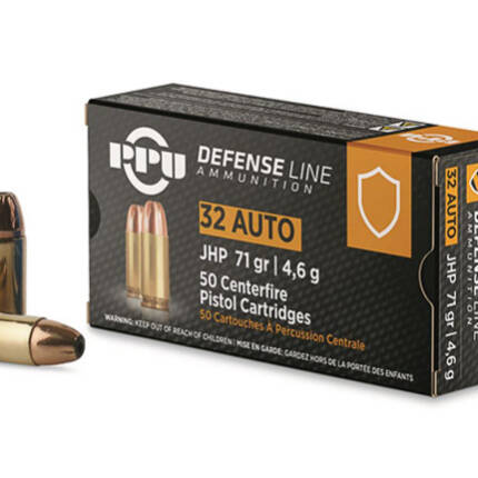 PPU 32AUTO JHP 71GR PISTOL AMMUNITION