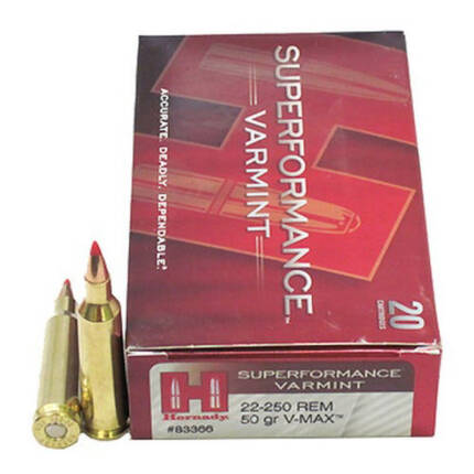 HORNADY 22-250 REM 50GR V-MAX SUPERFORMANCE VARMINT