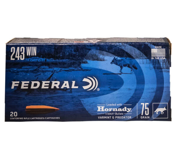 FEDERAL 243 WIN 75GR HORNADY V-MAX