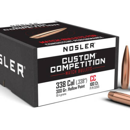 NOSLER 338CAL 300GR CUSTOM COMPETITION 100CT 53515