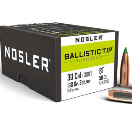 NOSLER 30CAL 168GR BALLISTIC TIP 50CT 30168