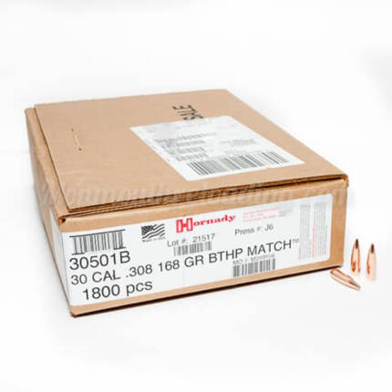 HORNADY 30CAL 168GR BTHP MATCH 1800CT 30501B