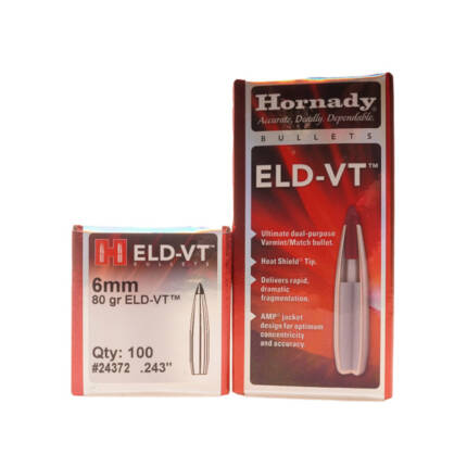 HORNADY 6MM 80GR ELD-VT 100CT 24372