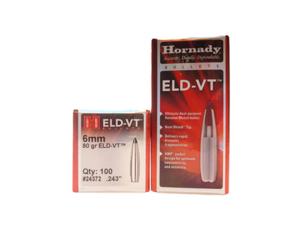 HORNADY 6MM 80GR ELD-VT 100CT 24372