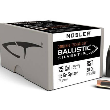 NOSLER 25CAL 115GR BALLISTIC SILVERTIP 50CT 51050