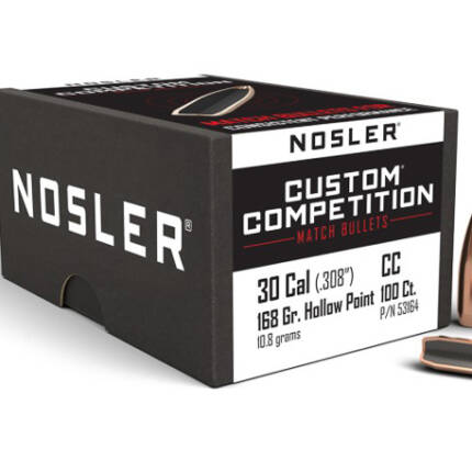NOSLER 30CAL 168GR CUSTOM COMPETITION HP 100CT 53164