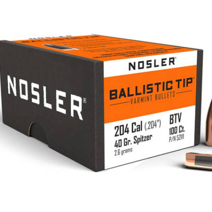 NOSLER 204CAL 40GR BALLISTIC TIP100CT 52111
