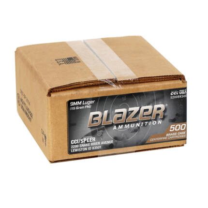 BLAZER 9MM 115GR FMJ BRASS CASE 500CT