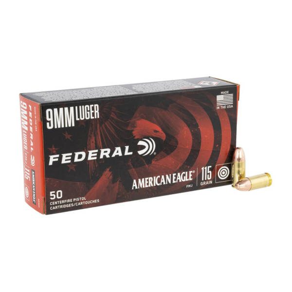 FEDERAL 9MM LUGER 115GR FMJ AMERICAN EAGLE 50CT