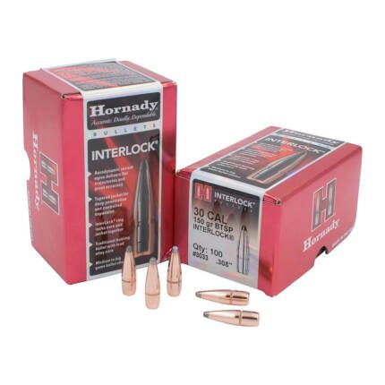 HORNADY 30CAL 150GR BTSP INTERLOCK 100CT 3033