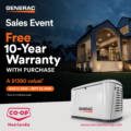 HARDWARE STORE Free 10-Year Warranty Generac Generators