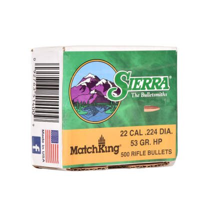 SIERRA 22CAL 53GR HP MATCHKING 500CT 1400C